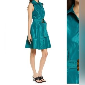 Staud Belted Satin Shirtdress